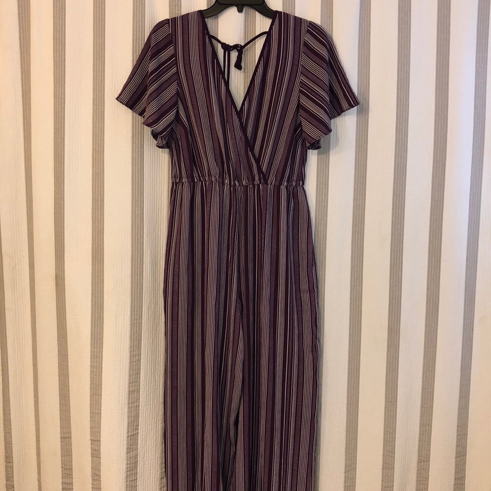 Purple and White Stripped Jumpsuit